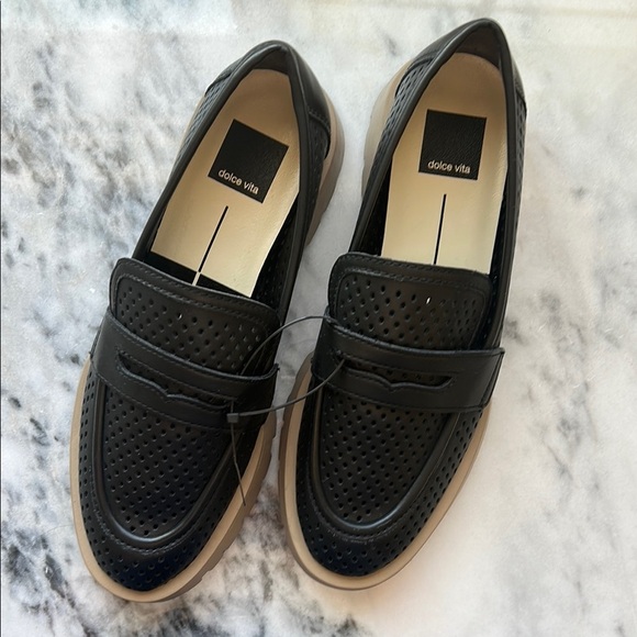 Dolce Vita Black Easley Perforated Lug Loafers | 8 - Picture 2 of 6